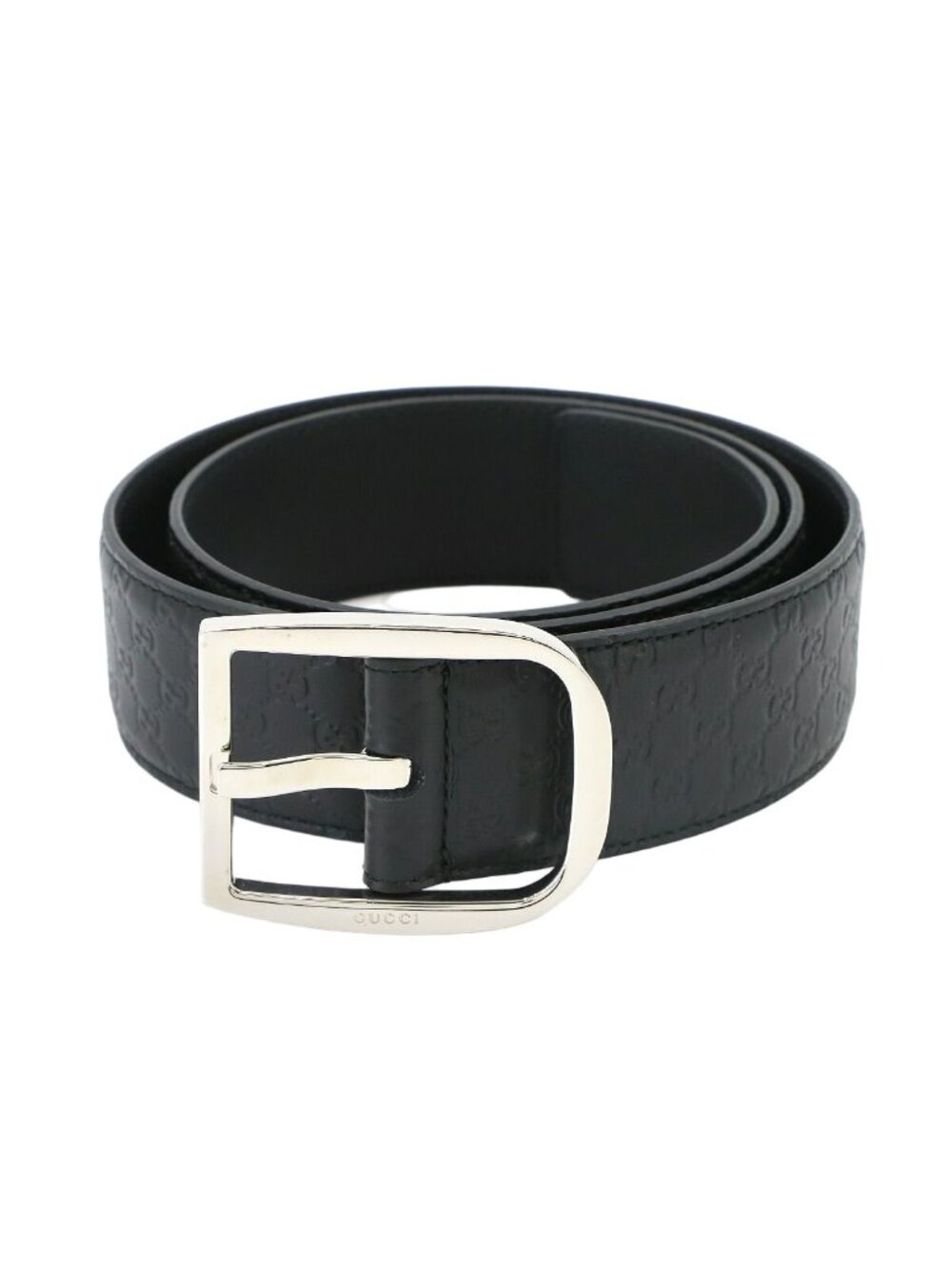 Gucci Micro Guccissima Belt Leather Black 80 Silver